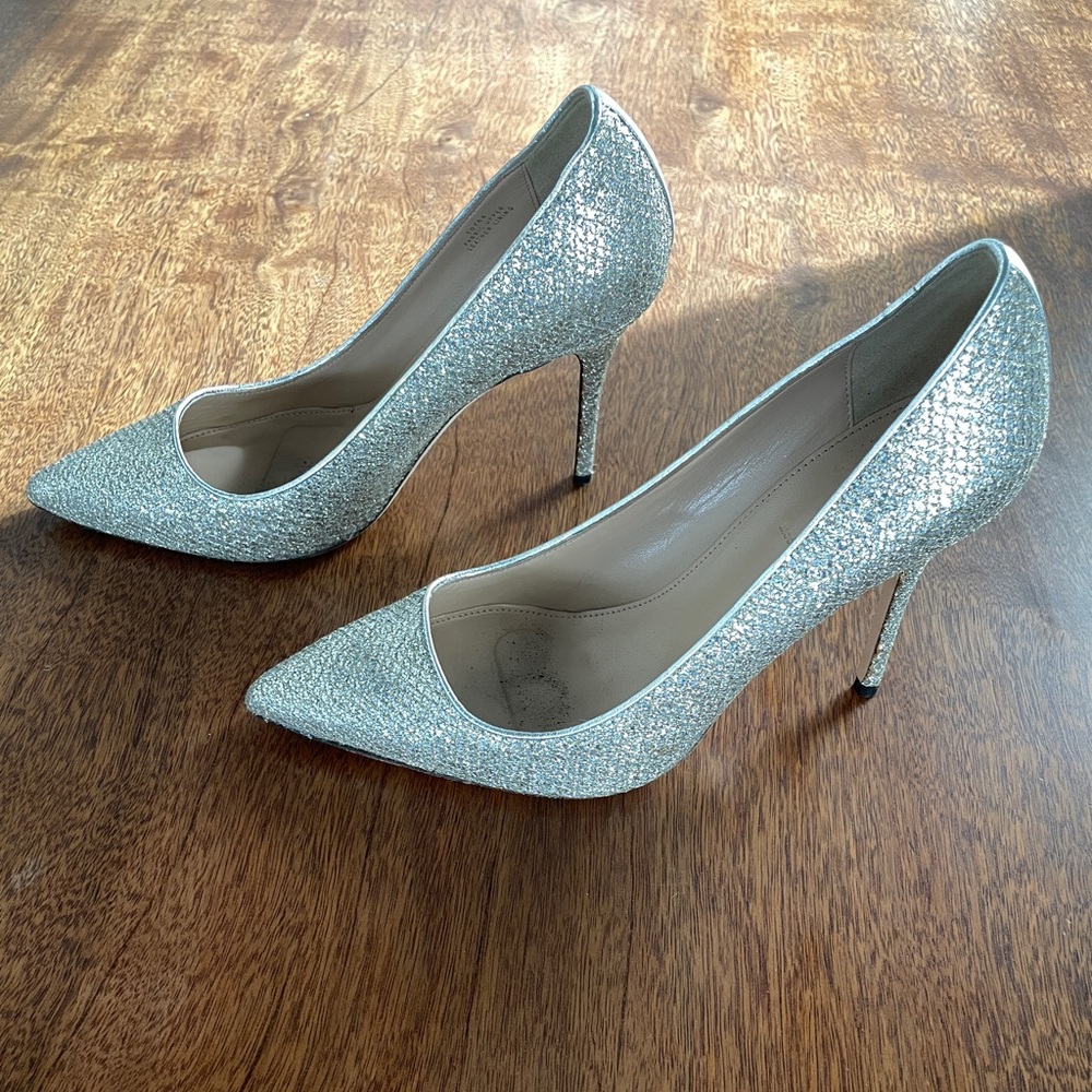 J. Crew Roxie Women Shoes Gold Silver Mermaid Glitter Pumps Heels Size 9